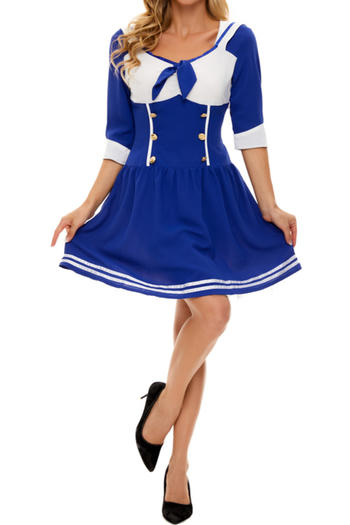 halloween non-stretch contrast color sailor costumes(with hat)
