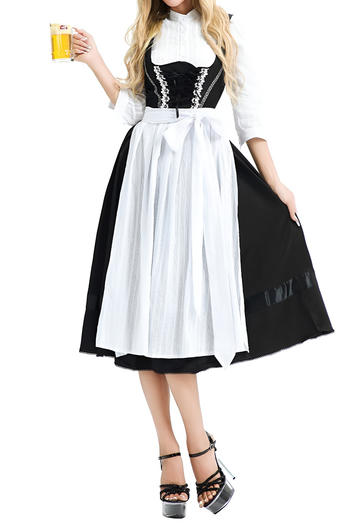 halloween oktoberfest maid cosplay non-stretch tie-waist three-piece set