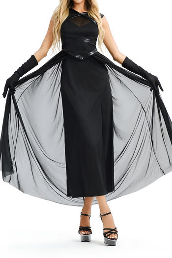 halloween witch cosplay slight stretch dress & hat with gloves