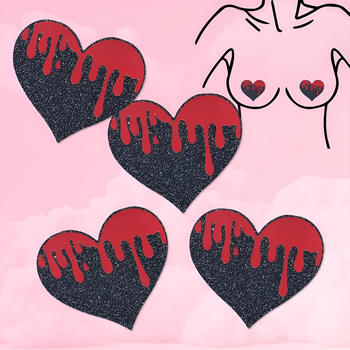 fifty pair halloween sexy heart shape glitter nipple pad(length:7.7cm)