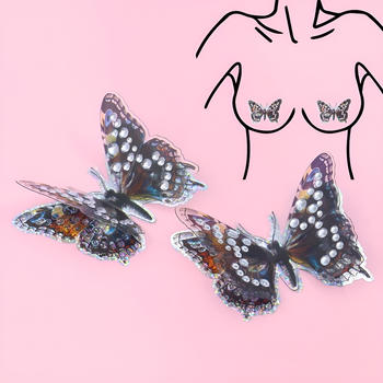 fifty pair sexy 3d rhinestone butterfly disposable nipple pad(length:9.2cm)