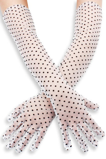 one pair new stylish dot jacquard see-through lace long gloves