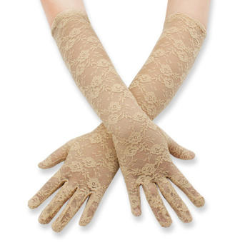one pair new sexy 5 colors see-through lace long gloves