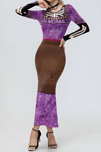 sexy halloween slight stretch skeleton fixed printing costumes