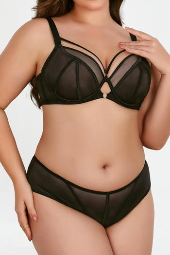 sexy plus size stretch gather breathable mesh thin big chest bra no chest pad