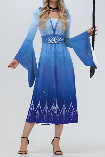 sexy slight stretch halloween hooded snowflake printing costumes