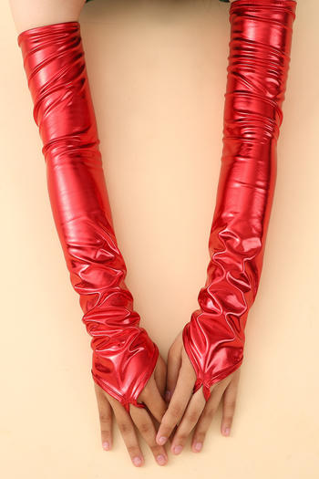 one pair new punk 8 colors glossy long gloves(length:48cm)