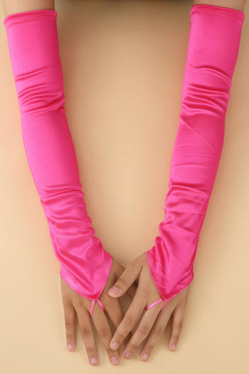 one pair new stylish 10 colors satin long gloves(length:48cm)