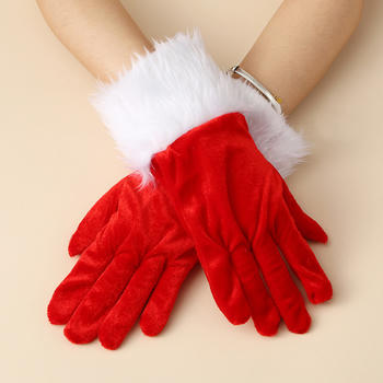 one pair new stylish 5 colors christmas velvet short gloves