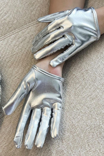 one pair new stylish 4 colors glossy short gloves