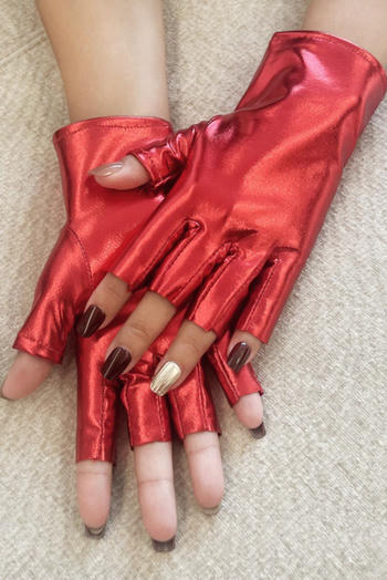 one pair new stylish halloween glossy half-finger gloves