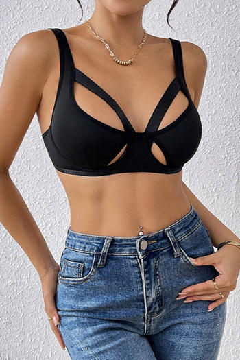 sexy slight stretch solid color sling hollow with underwire bralettes