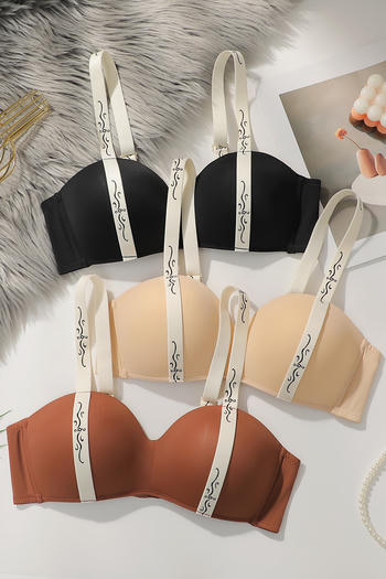 three pcs sexy slight stretch traceless gather padded bras