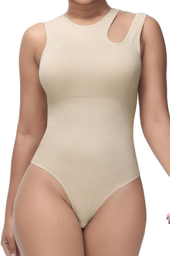 sexy plus size high stretch solid color crew neck shapewear