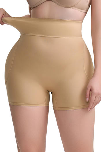 sexy plus size high stretch solid color tighten abdomen shape shorts