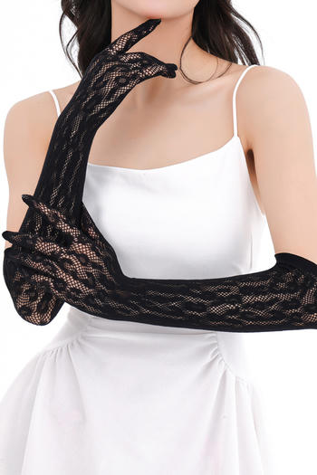 one pair new high stretch leopard pattern fishnet gloves