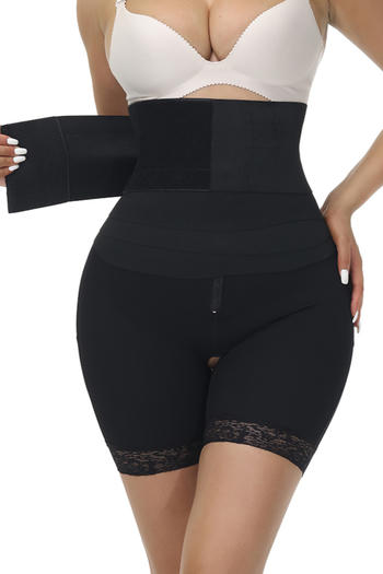plus size high stretch solid color adjustable belt tighten abdomen shapewear