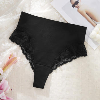 sexy high stretch high-waist tummy control lace splicing body shaping briefs