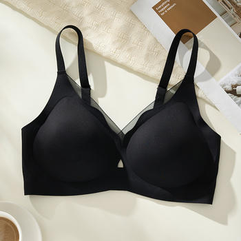 sexy high stretch solid color no trace thin breathable gather bra