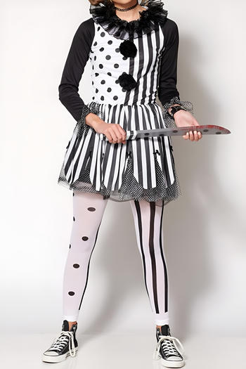 slight stretch stripe printing clown child costumes(with hat&leggings)