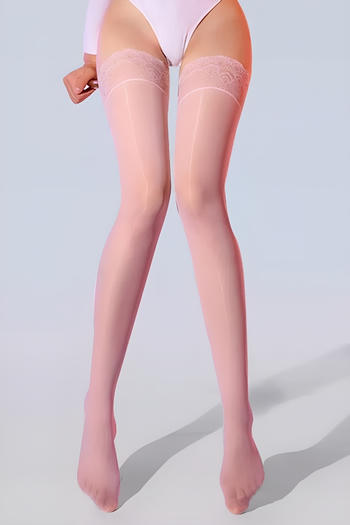 sexy high stretch lace trim anti-slip glossy stockings