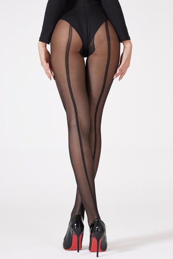sexy high stretch cross line jacquard see-through tights