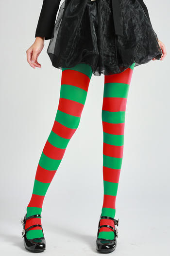 sexy high stretch christmas stripe pattern high-waist tights