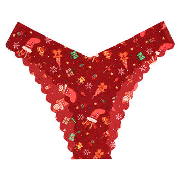 christmas sexy slight stretch print seamless low waist briefs #1