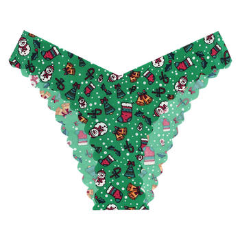 christmas sexy slight stretch print seamless low waist briefs #2