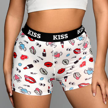 casual slight stretch lip lipstick eye print seamless thin breathable trunks