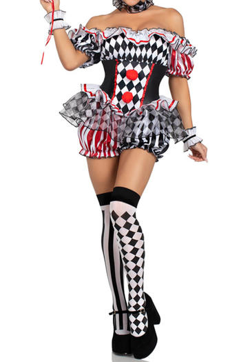 plus size halloween clown costumes(with hair hoop&neck ring&hand ring&stockings)