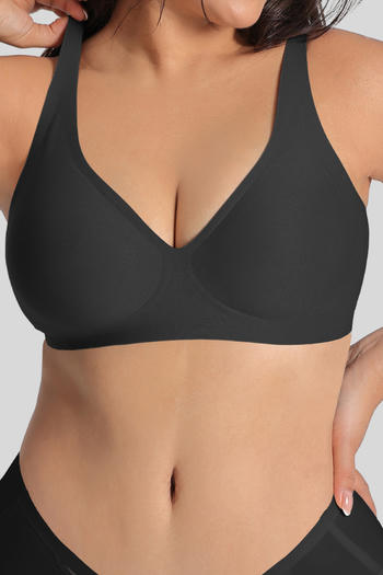 plus size stretch solid color traceless padded bras