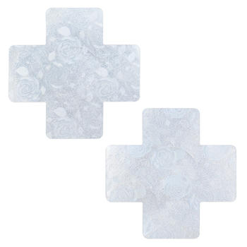 fifty pair sexy cross shape laser rose pattern nipple pad(length:8cm)