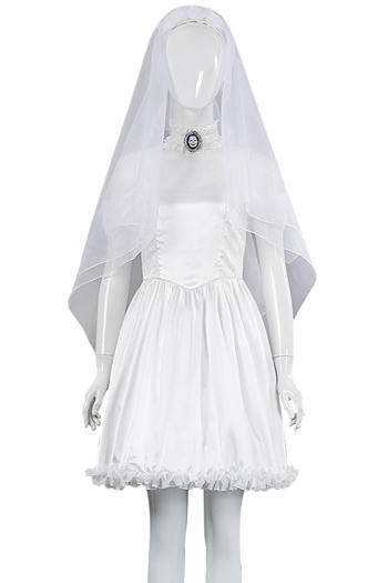 plus size halloween corpse bride costumes(with veil&hair hoop&neck ring)
