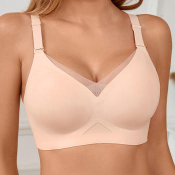 sexy plus size slight stretch seamless thin breathable push-up bra