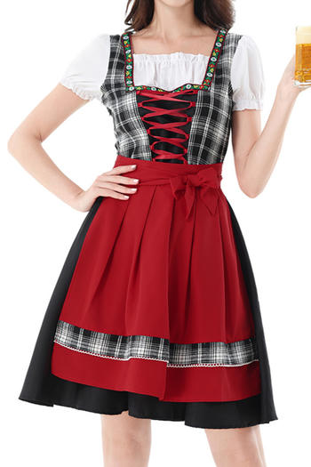 plus size non-stretch oktoberfest lattice maid costumes(with apron)