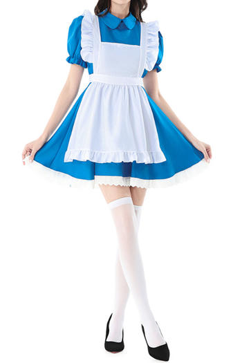 halloween non-stretch alice costumes(with hair hoop&apron,no stockings)
