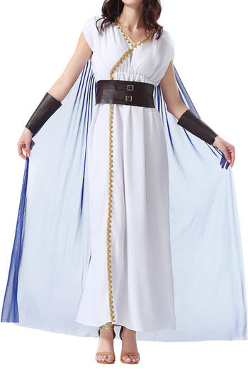 non-stretch medieval moon goddess costumes(with headdress&belt&cloak&sleeves)