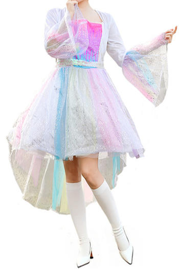 slight stretch multicolor unicorn costumes(with hair hoop)
