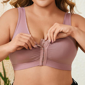 sexy plus size slight stretch solid color thin and breathable bra no chest pad