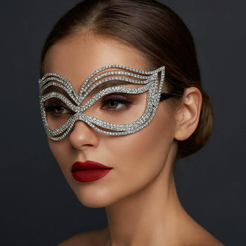 halloween new one pc party rhinestone decor alloy eye mask