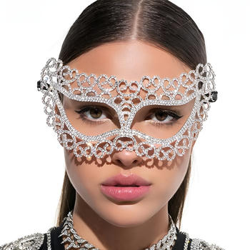 halloween new one pc party rhinestone decor alloy eye mask #1