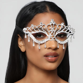 halloween new one pc crown shape party rhinestone tassel decor eye mask