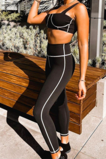 New style solid color sling tight fitness sports yoga wear two piece set