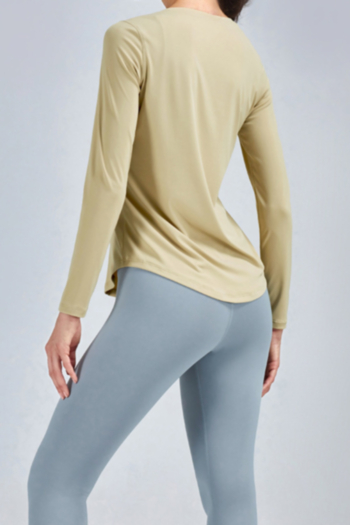 Autumn new solid color stretch sports yoga long-sleeve high quality top