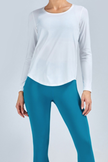 Autumn new solid color stretch sports yoga long-sleeve high quality top