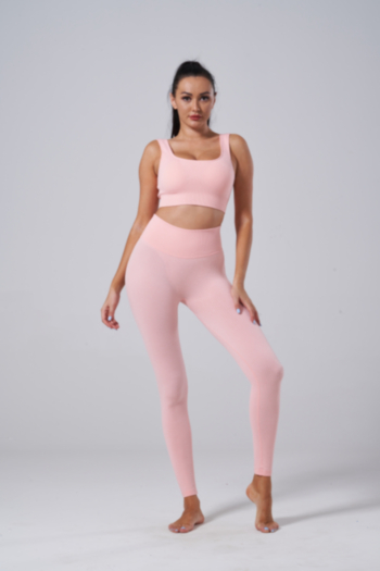 new four colors padded stretch vest with high waist leggings sports yoga fitness two-piece set
