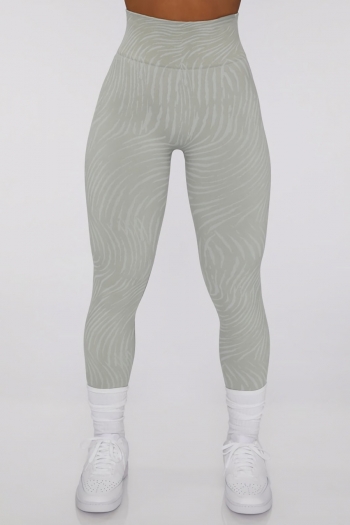 spring new three colors irregular stripe printing stretch high waist seamless yoga fitness pants