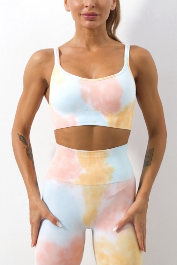 summer multicolor tie-dye stretch padded sling yoga fitness sports bra