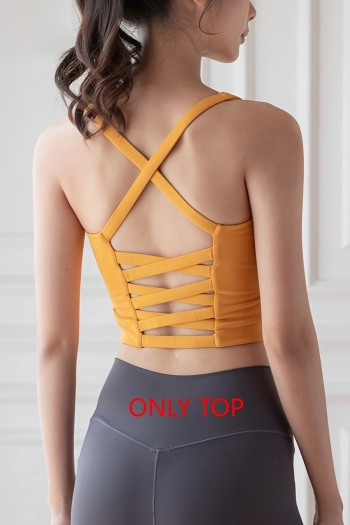 summer new 6 colors solid color padded stretch backless crossed straps yoga fitness sports vest (only vest)